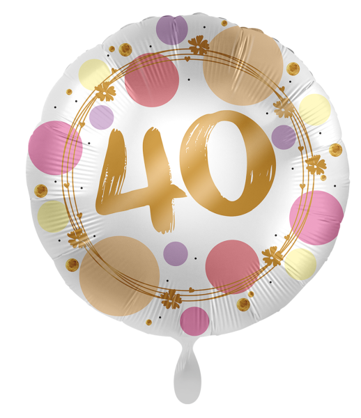 Folienballon - Shiny Dots, Zahl 40 - ø 43cm